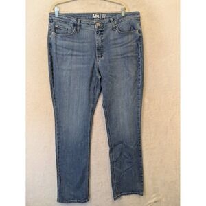 NEW Lee Straight Leg Jeans Women's 18 Long Blue Mid‎ Rise Regular Fit